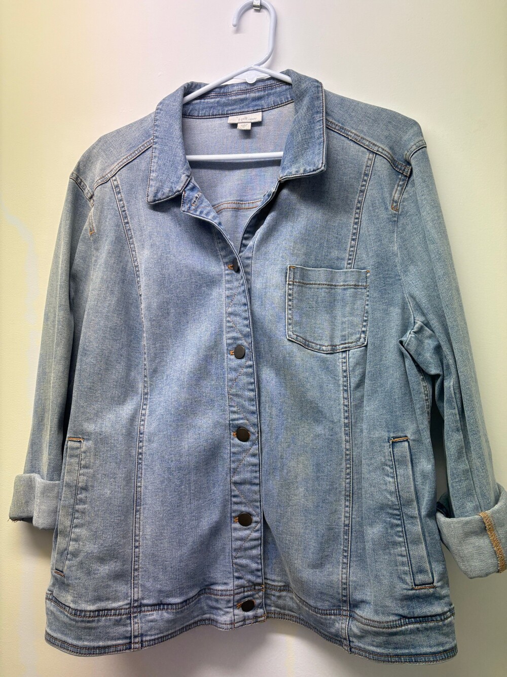 j.jill Denim Jacket XL Light Blue Wash Button Front Casual Outerwear